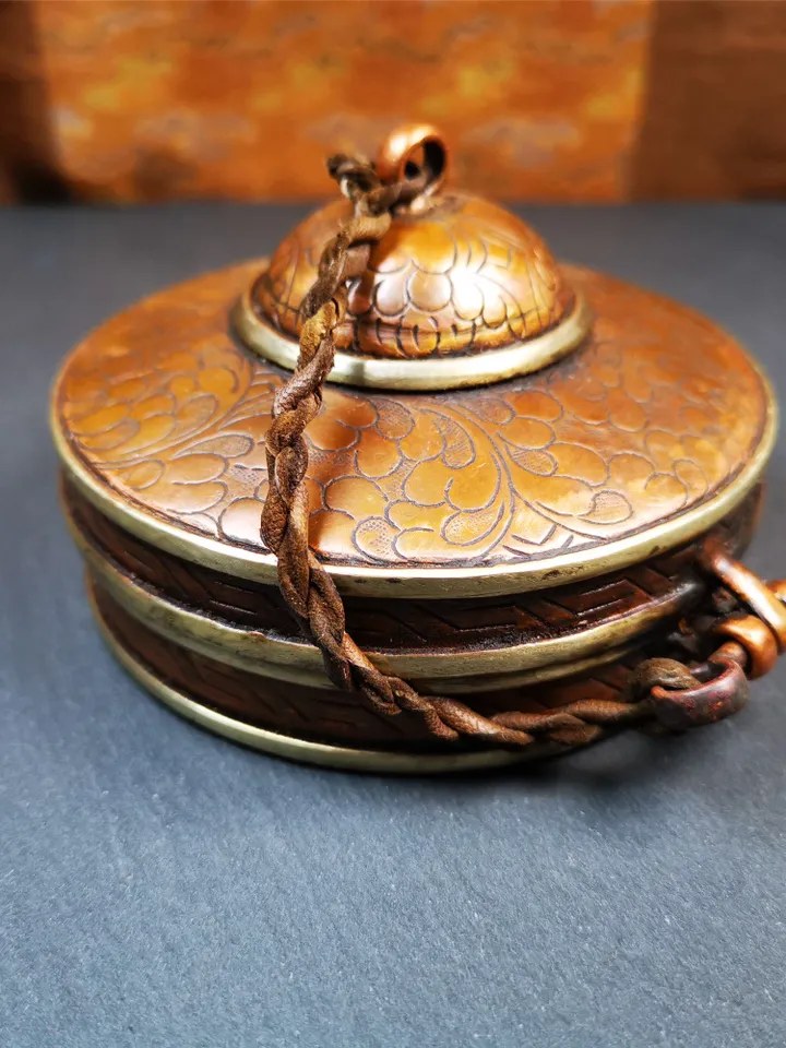 Gandhanra 8.5cm/10.5cm Copper Case,Mandala Pattern, fit for Tibetan Cymbals, Tingsha Bell,Handmade in Nepal