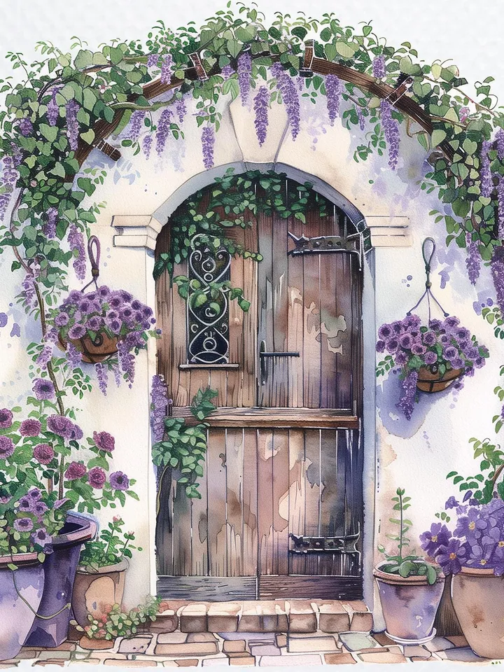 18 Vintage Floral Doors PNG Bundle, Old Doors Printable Watercolor clipart for sublimation, High Quality PNGs digital crafting, junk journal