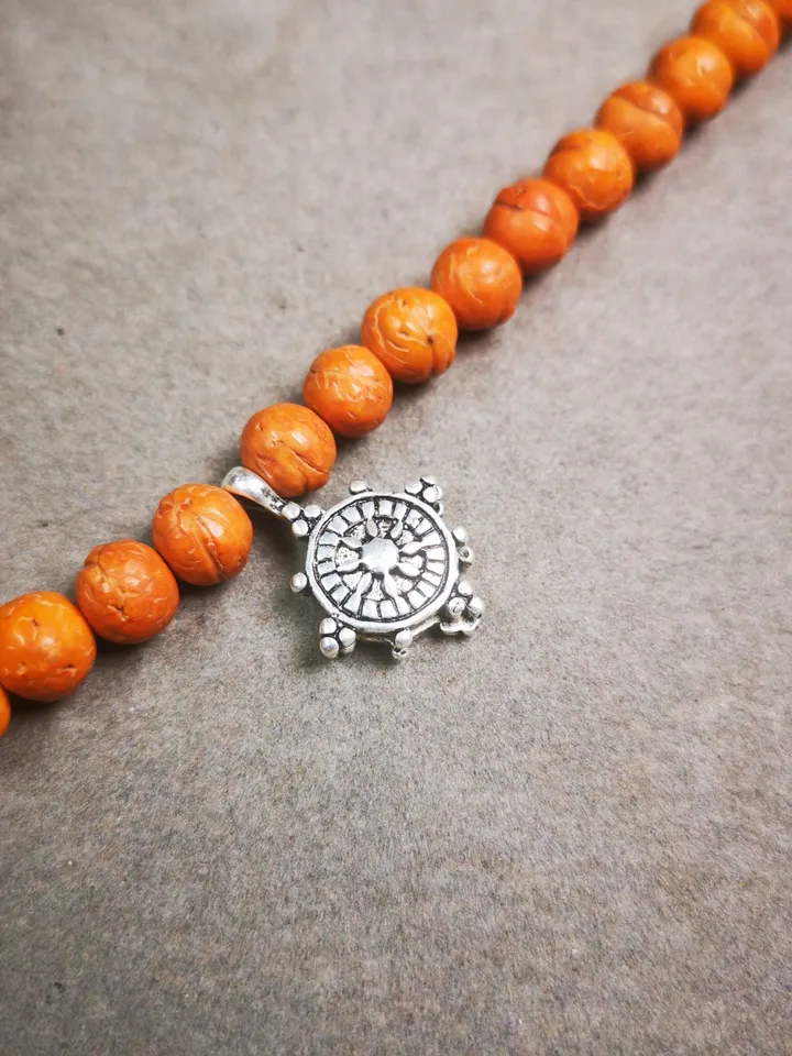 Gandhanra Handmade Buddhist Mala Counter Clip,Bum Counter Clip for Prayer Beads,Dharmachakra / Prayer Wheel Shape,Mala Accessories