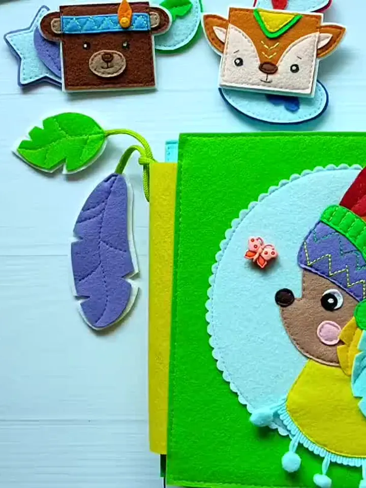Indians Quiet book pattern, Felt activity book pattern pdf, DYI Quiet book sewing ideas for kids 2, 3, 4 year old, Baby soft book tutorial