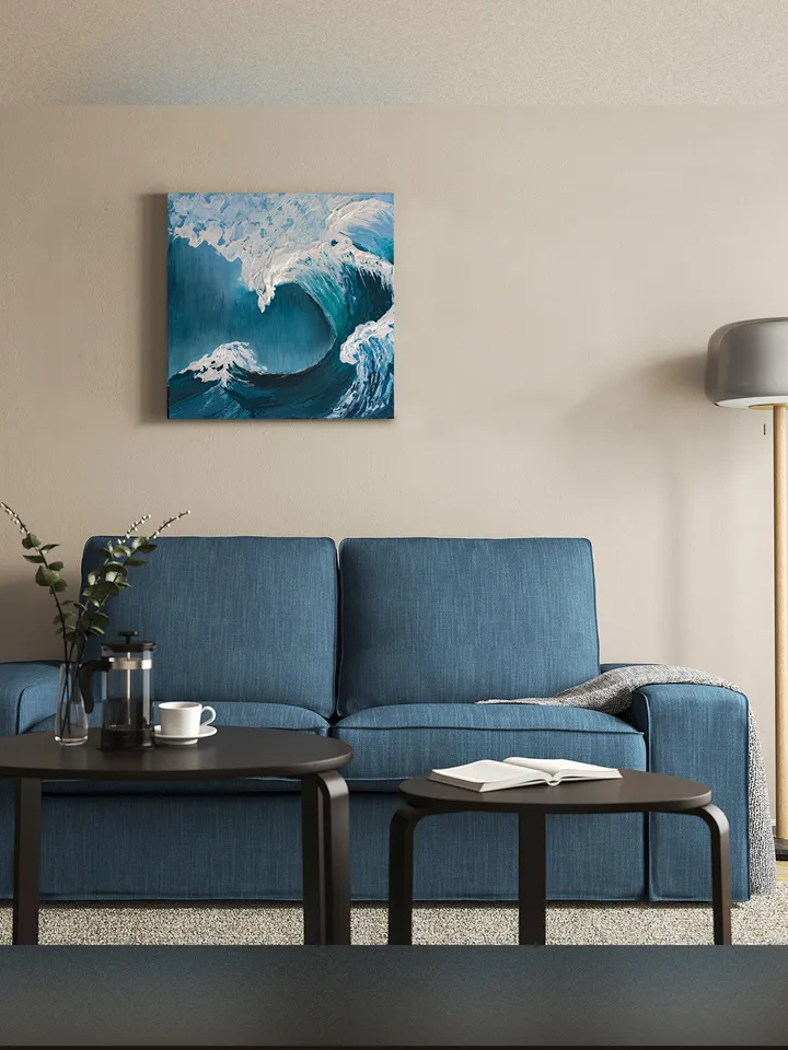 3D Abstract Wave Painting - Acrylic with Texture on Canvas - 50x50 cm | Handmade Artwork | Wave wall art