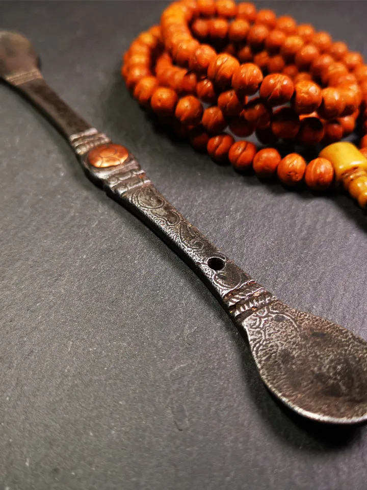 Gandhanra Handmad Tibetan Buddhist Tsog Offering Spoon,Serving Ritual Implement for Worship Ceremony,7.5" Length