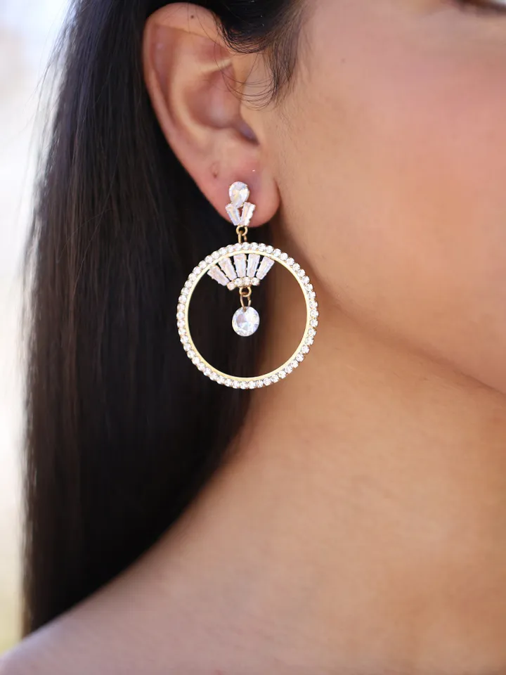 Art Deco Hoop Wedding Earrings, Swarovski Bridal Earrings, Bridesmaid Gift, Boho Wedding Earrings, Boho Wedding Earrings, Vintage Jewelry