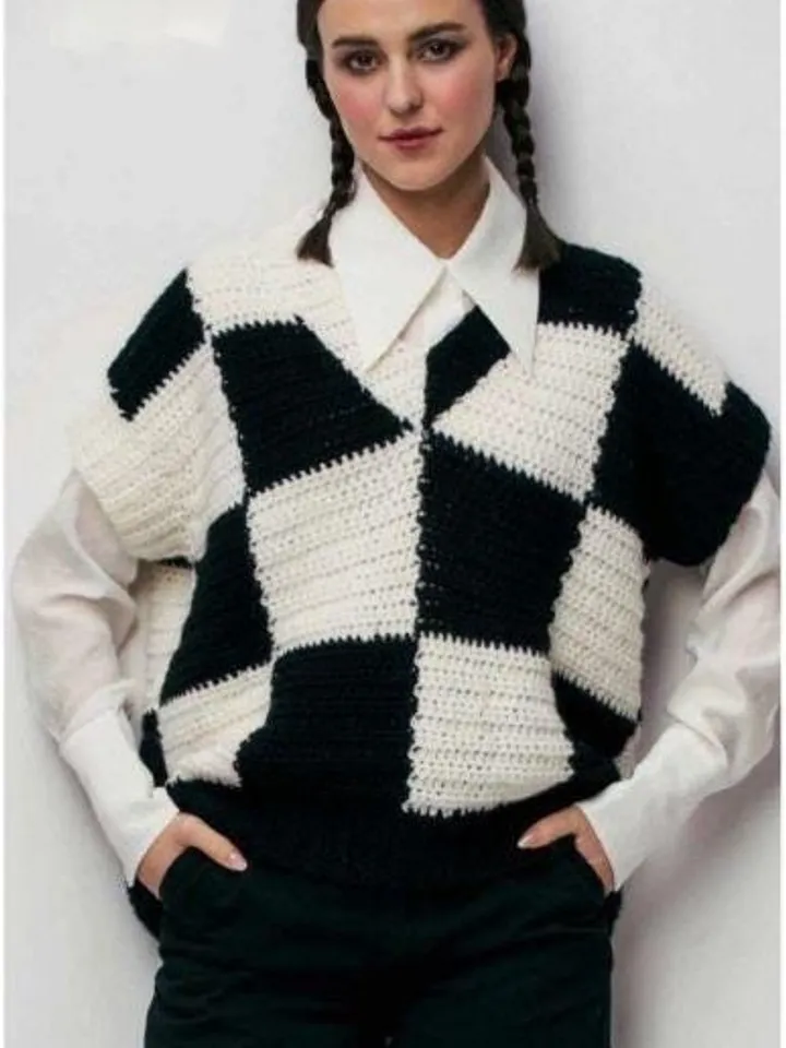 Vest crochet pattern, patchwork vest crochet, easy pattern vest, instant download