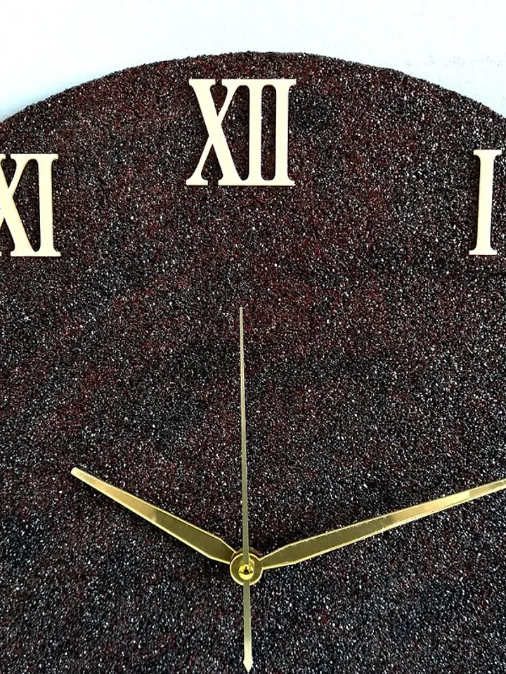 Large brown wall clock 50 cm Golden numbers Handmade clock Silent wall clock