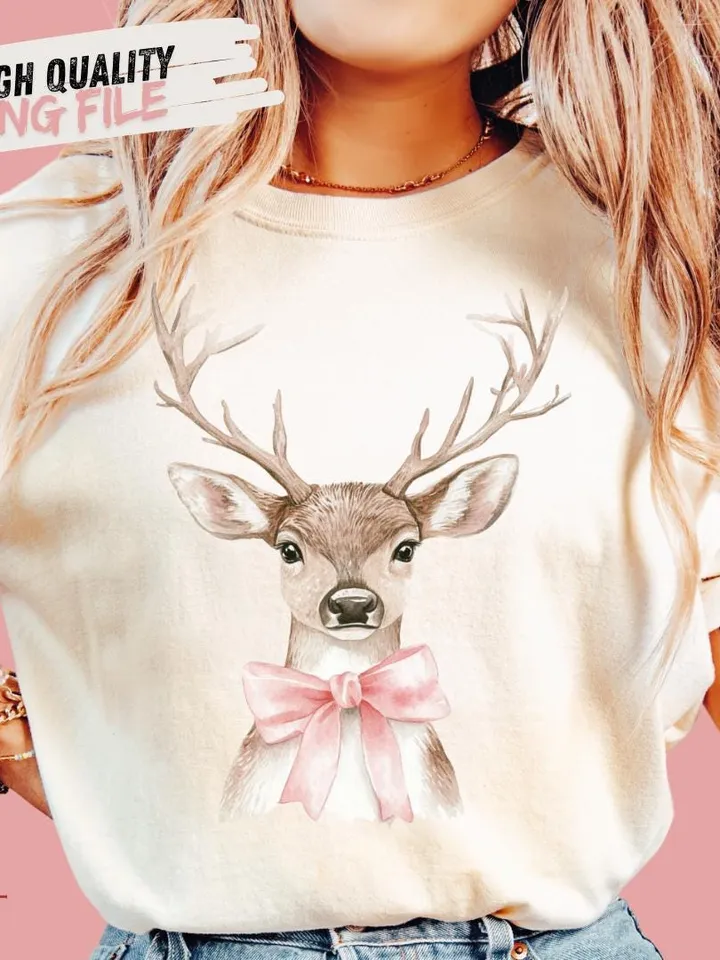 Coquette Reindeer,Christmas png,Christmas designs,Pink Christmas png,Christmas sublimation,Retro Holidays png,Holiday vibes png,Girly