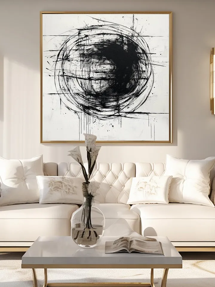 Black and White Abstract Painting, Minimalist Wall Art, Large Canvas Art, Modern Art, Textured Painting, Office Decor, Living Room Decor