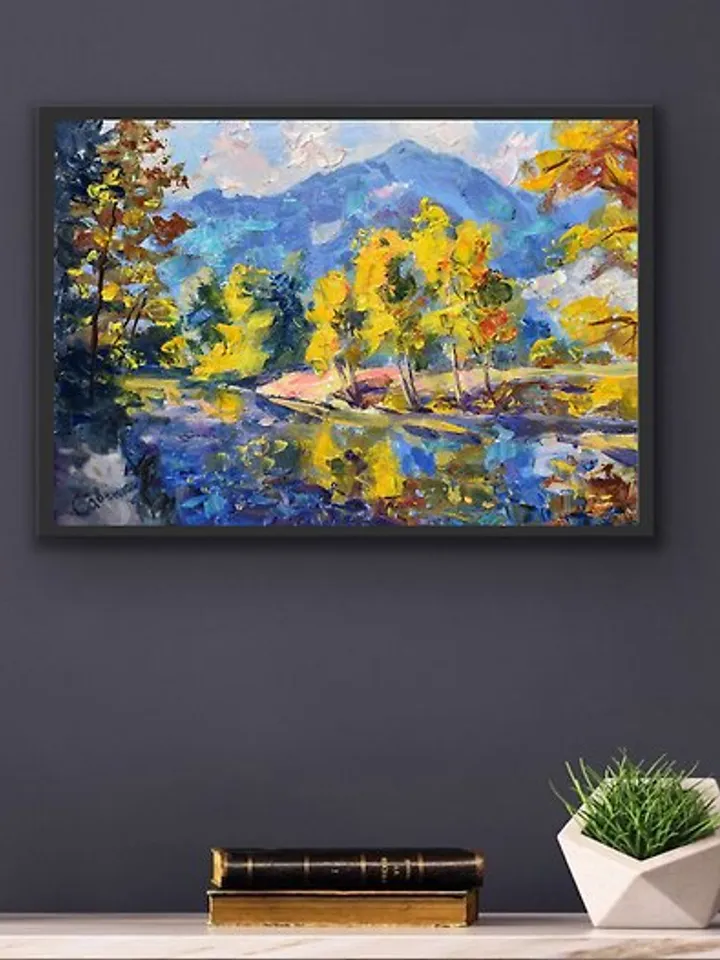 California Painting Mountains Landscape America Yosemite National Park Autumn