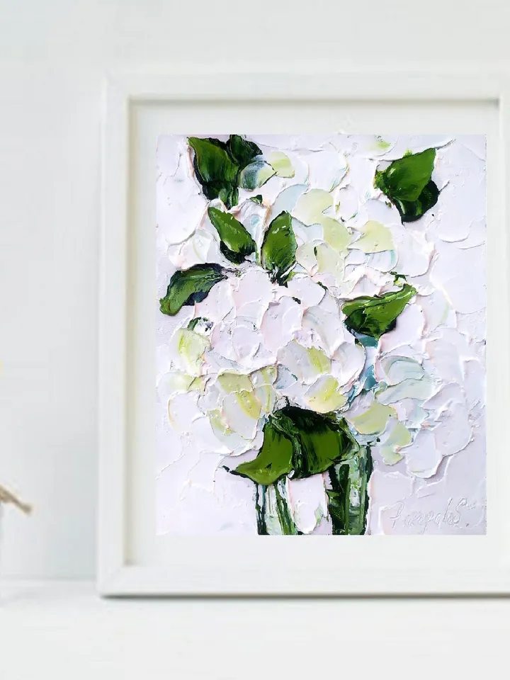 Hydrangea Painting Impasto Original Art 6 x 5 Flowers Oil Painting Original Paintings Floral Small Artwork Art by ArtProkopaloSv