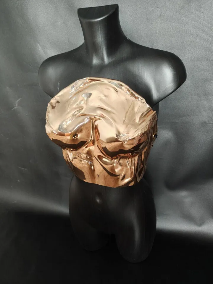 Golden corset, mirror corset, mirror armor, gold bra, bra, linen, burning man, gold plate, mirror bra, golden top