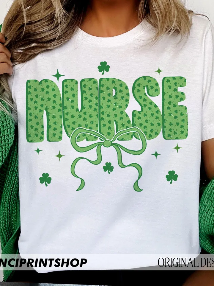 Retro Nurse St Patricks Day PNG, Nurse St Patricks Day PNG, Lucky Shamrock png, St Patricks Nurse png, Retro St Patricks, Gift for nurse,png