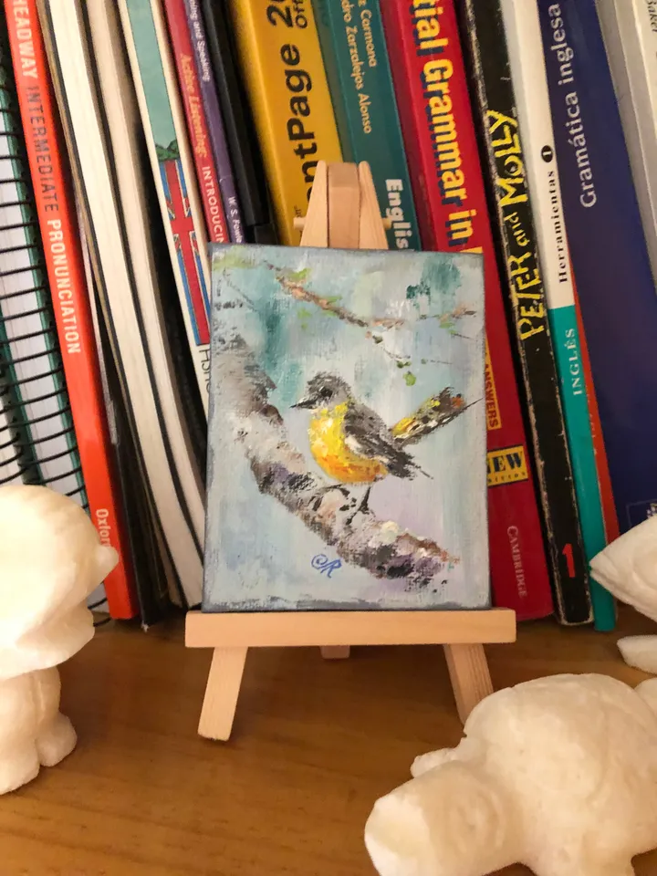 Aceo Birds Set of 4 Mini Painting Original Aceo cards Miniature Birds Painting Small Oil Painting