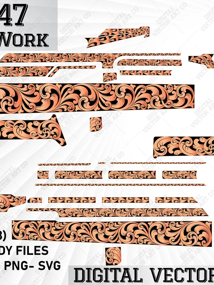 Ak 47 Scroll Design | Svg ak47 file | Ak47 Engraving file | Scroll work Ak47 | engraving | handengraving | Laserengraving | Customs ArtWork