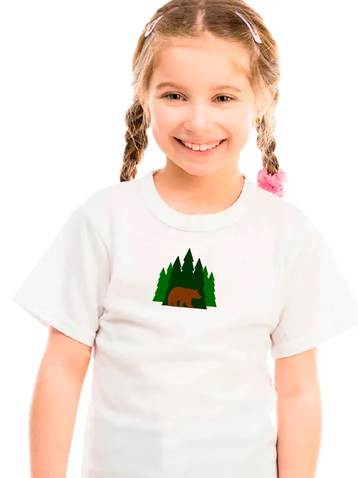 Bear embroidery machine design. Forest landscape embroidery files. Embroidery downloads.
