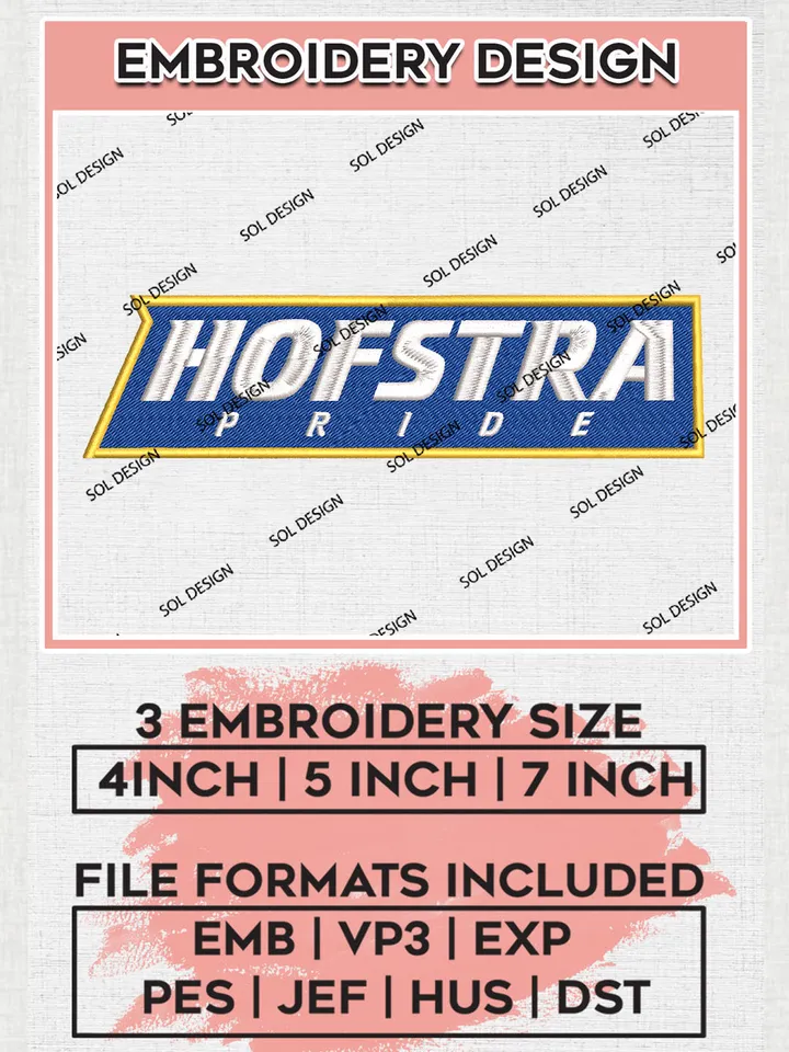 NCAA Hofstra Pride Football Team Writing Logo Embroidery Design Files, NCAA Hofstra Pride Machine Embroidery, NCAA Teams, Game Day, 3 sizes, NCAA Machine embroidery designs, Digital Download