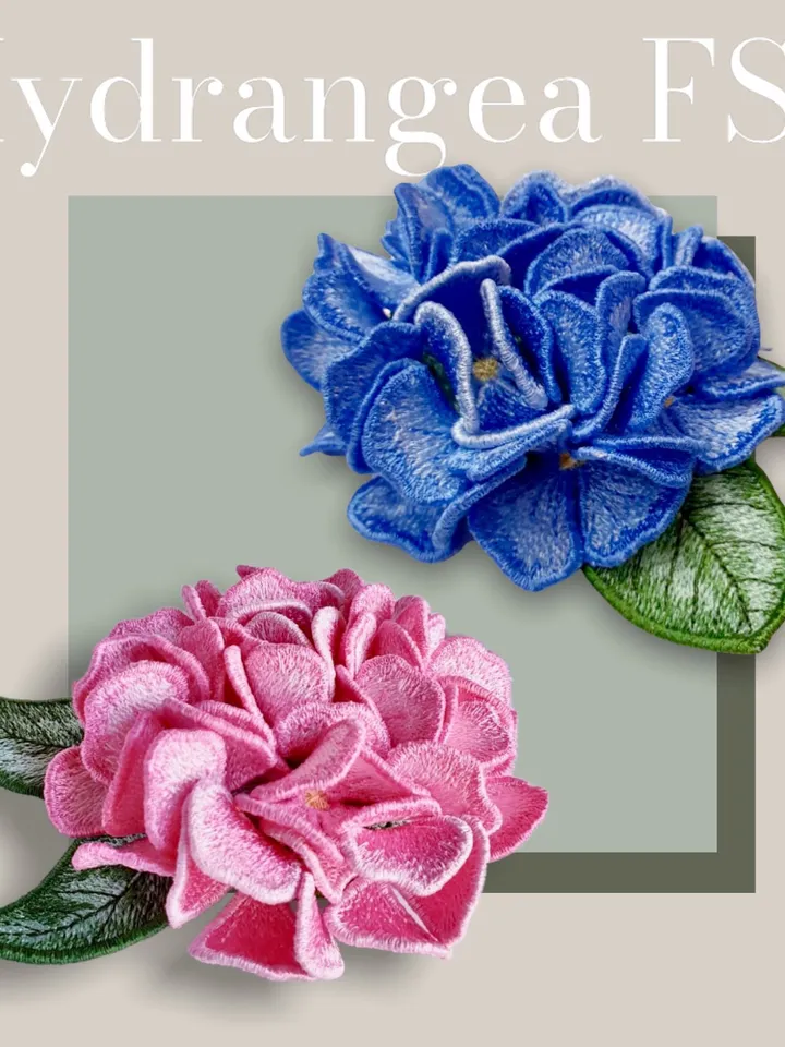 Hydrangea flower FSL machine embroidery design Digital embroidery pattern Free standing lace flower file 3D embroidery Hydrangea 3D