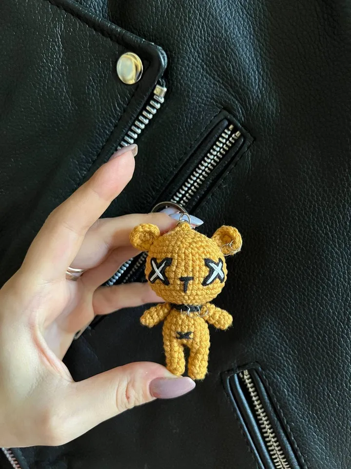 PDF Crochet Goth Bear Pattern, Amigurumi goth teddy bear Voodoo doll Pattern, Keychain Crochet Pattern Halloween Crochet Pattern Voodoo Bear