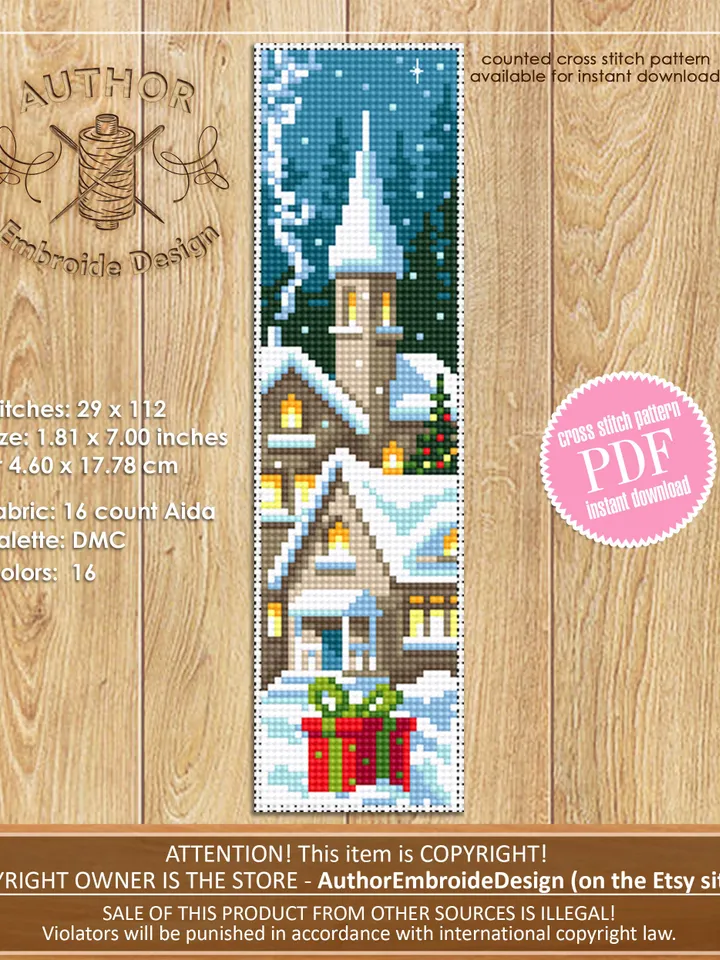 Bookmark set Christmas cross stitch pattern download PDF Holiday handmade bookmark pattern digital PDF, Christmas embroidery, New Year #B232