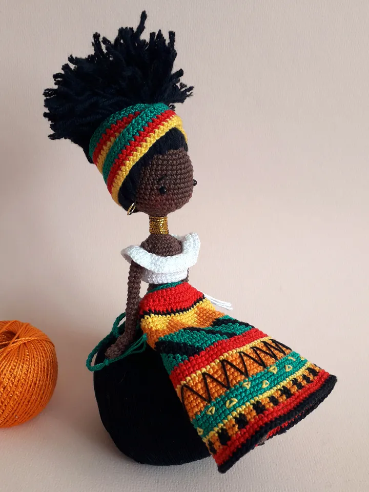 Pattern African Doll, Pattern Crochet African doll, Pattern Black Doll