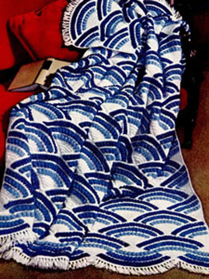 Crochet Pattern Vintage Afghan Crocheted Fan Digital Download PDF