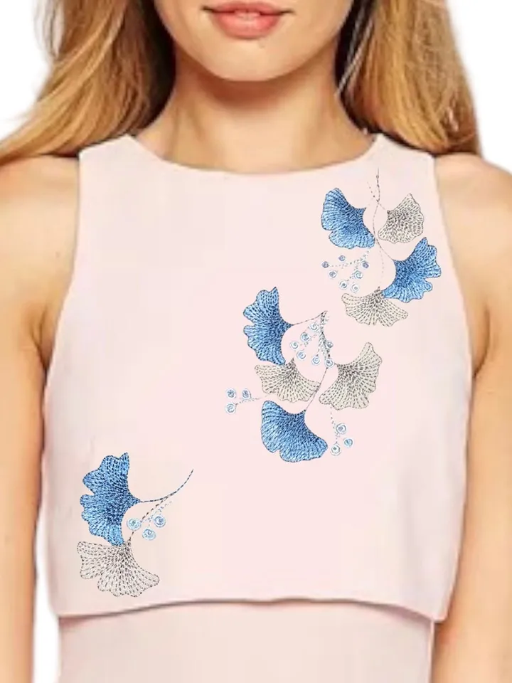 Ginkgo sprigs set of machine embroidery designs floral embroidery pattern digital embroidery motif