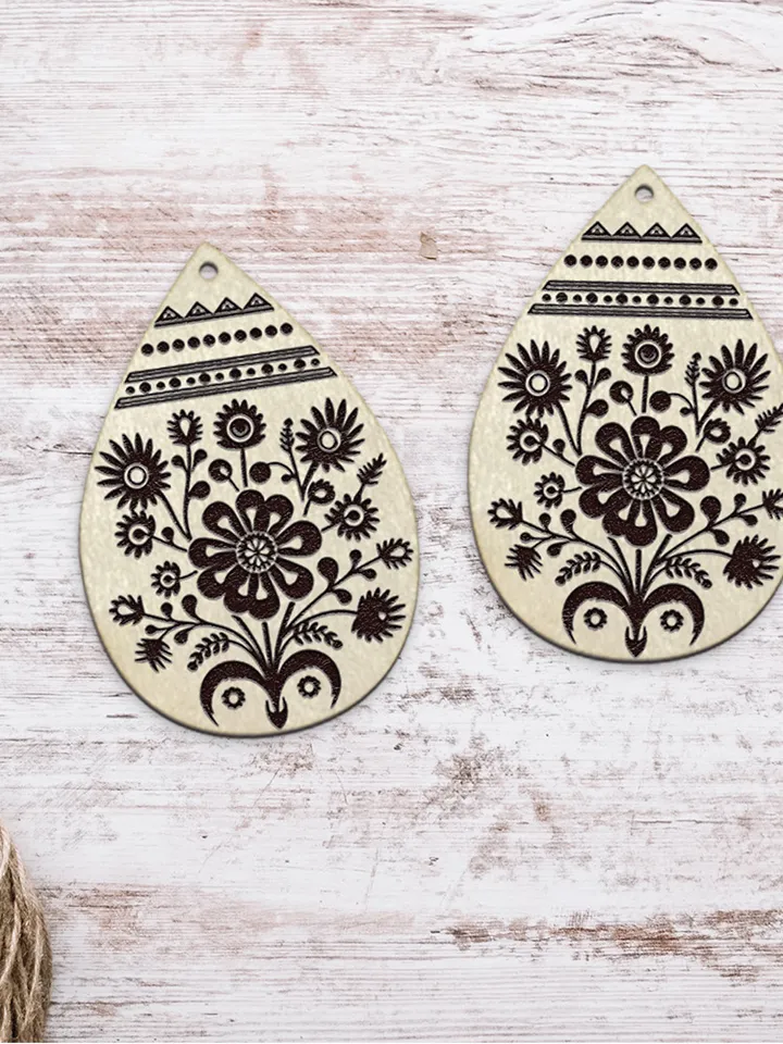 Flower Earrings Laser Cut. Boho Earrings Laser Cut.