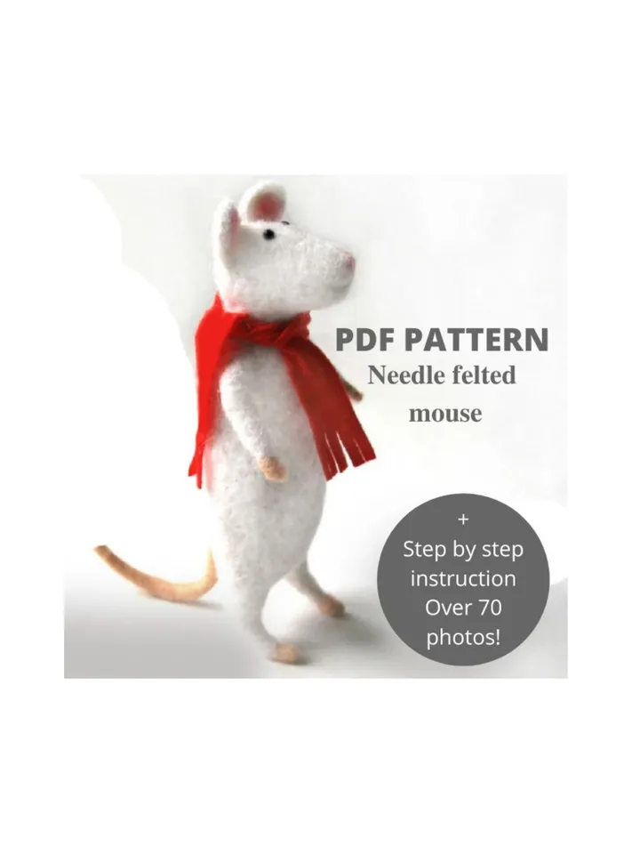 Needle felting Tutorial Felt Mouse Pattern Pet Plush Needle Felted Mouse Books Kawaii Plush Animals Wool felting Craft Felt Animals Pattern