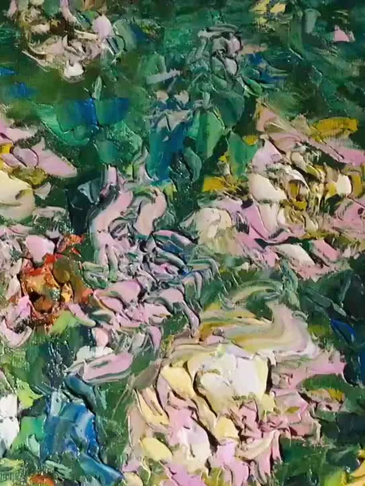 Large original oil painting,Monet inspired,bed of chrysanthemums wall art,impasto flowers painting.