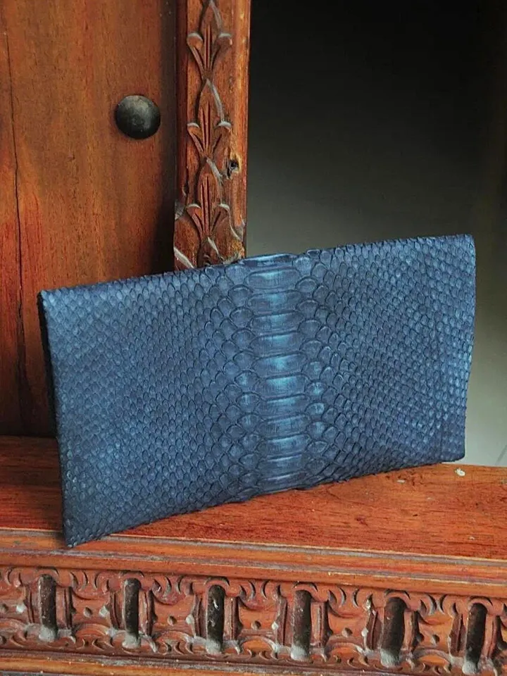 Genuine python skin blue jeans clutch handmade, classy elegant leather clutch, bag free shipping, clutch leathe, small clutch snakeskin
