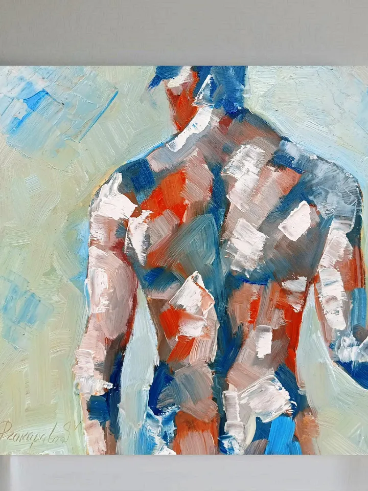 Gay Body Painting Male Original Art Men Abstract Wall Art 8x8 Gay Wall Decor Gifts for Him Personalized Gifts by ArtProkopaloSv