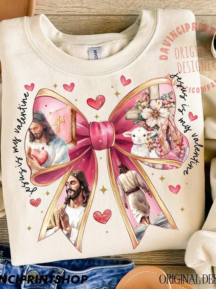 Jesus is my Valentine PNG, Christian Valentine Png, Valentine Coquette Bow Png, Bible Verse Png, Love Like Jesus Png, Cross, Faith, Jesus