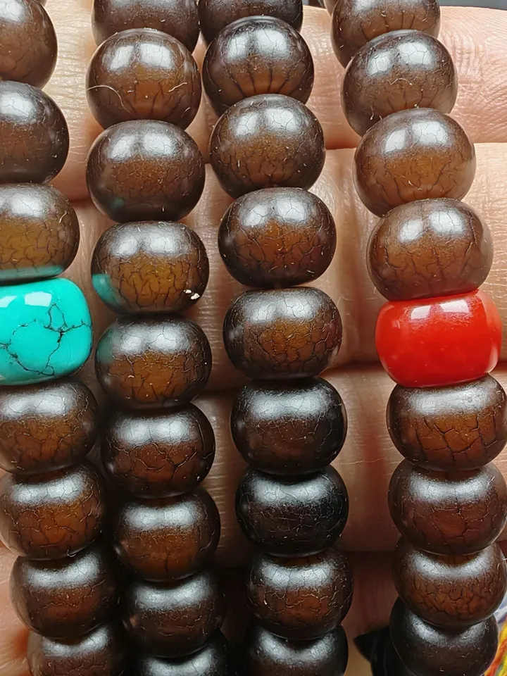 Gandhanra Old Tibetan 108 Prayer Beads,9.6mm Bodhi Root Bead Mala Necklace,Meditation Rosary,Spiritual Gift, 33" Length