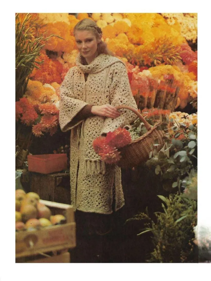 Coat crochet pattern granny square long cardigan pattern aran Worsted pdf instant download