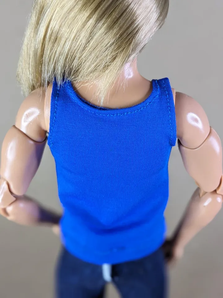 Blue tank top for 12 inch fashion male dolls
