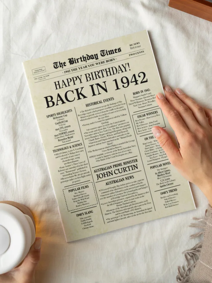 83rd Birthday Newspaper Poster Back in 1942 Printable Sign 1942 Birthday Fun Facts 83 Years Ago Digital Download File Australia