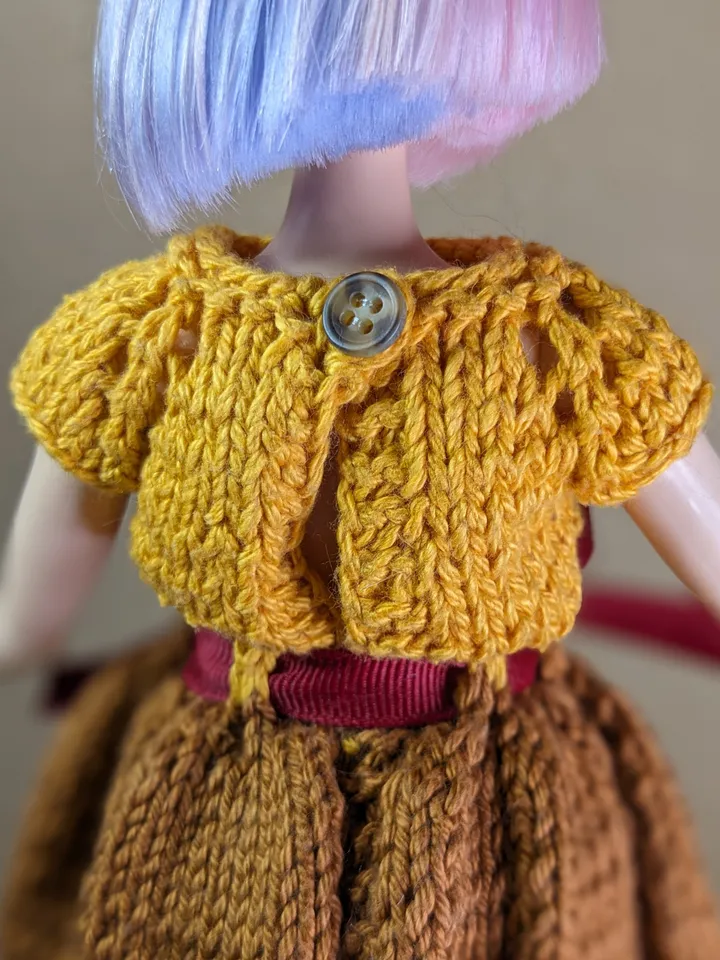 Handmade brown knitted dress for 1/6 scale fashion female dolls