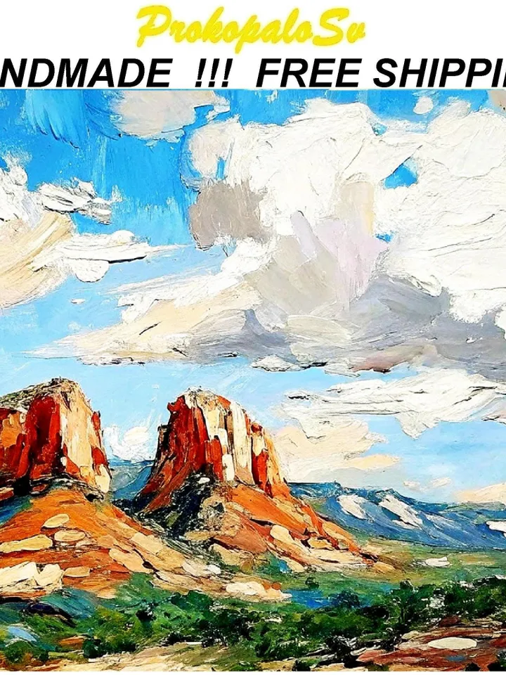 Arizona Painting Original Art Sedona Landscape Impasto Oil Painting Landscape Small Artwork Art Gift by ArtProkopaloSv