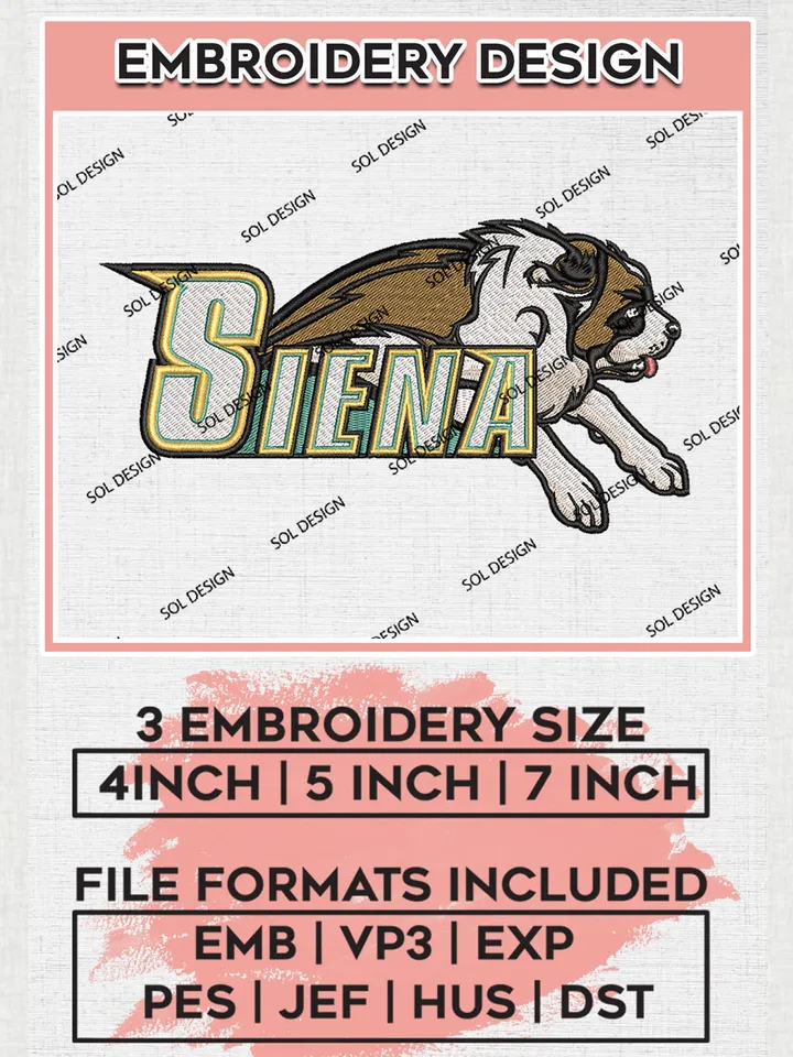 NCAA Siena Saints Team Mascot Logo embroidery designs, NCAA Siena Saints Logo Machine embroidery designs, NCAA Team Logo embroidery designs, NCAA Game Day Machine embroidery designs, Digital Download