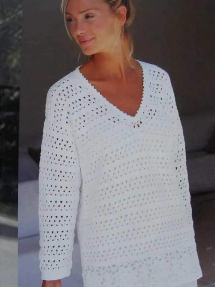 Womens Sweater Crochet Pattern PDF Ladies Short and Long Sleeved Jumper, Digital Download