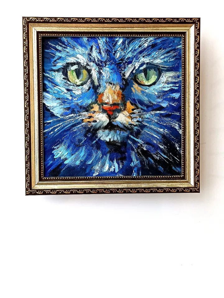 Snowstorm Cat Original Oil Painting