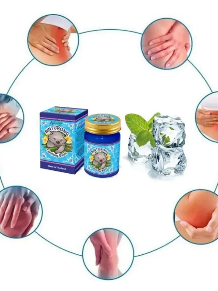Original BINTURONG Thai Blue Cooling Body Balm with Eucalyptus, Thai Ointment Cooling Balm 50 ml