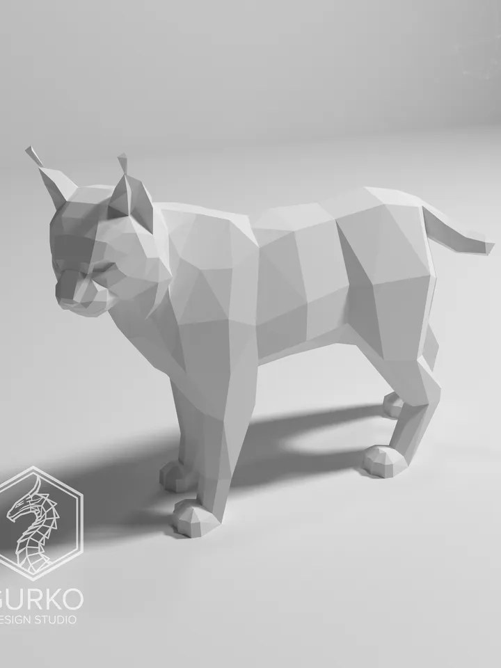 Lynx Papercraft, Cat, Digital Template, PDF Download, Gurko, 3D Low Poly, Pepakura, DIY Origami Sculpture, Paper Party Decoration, DIY Gift