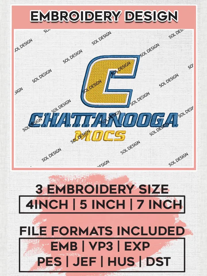 NCAA Chattanooga Mocs Team Writing Logo Machine Embroidery Design, NCAA Chattanooga Mocs Team Design Design files, NCAA Team Embroidery Designs, NCAA Machine Embroidery Designs, Digital Download