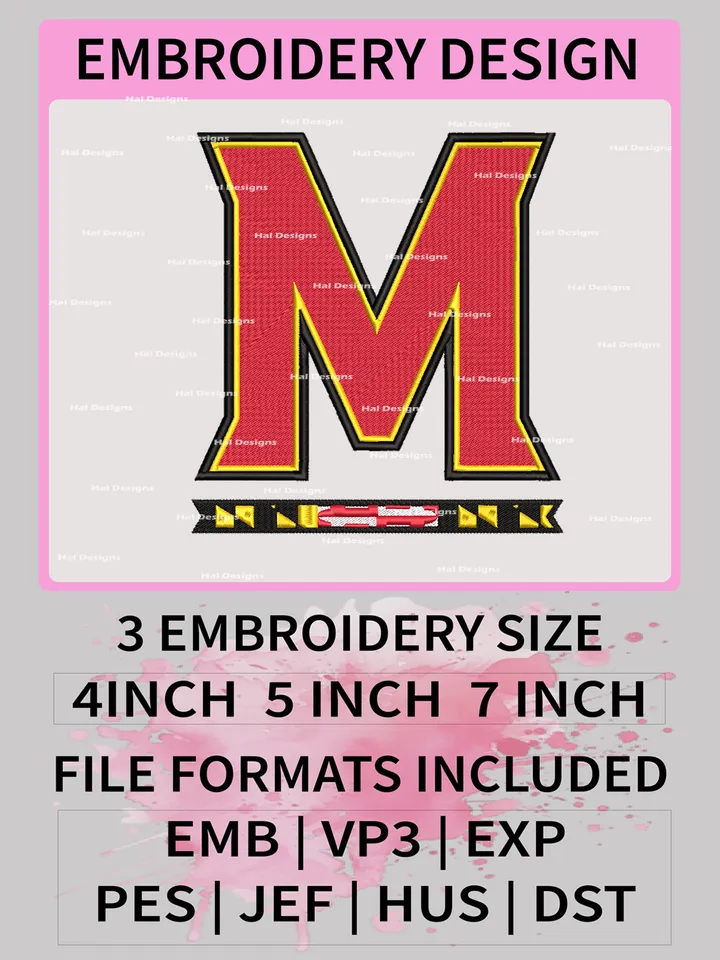 NCAA Maryland Terrapins Embroidery File, 3 Sizes, 6 Formats, NCAA Machine Embroidery Design, NCAA Logo, NCAA Teams
