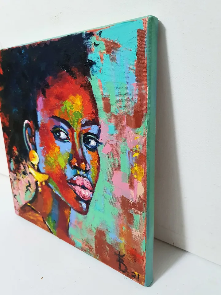 African woman oil painting