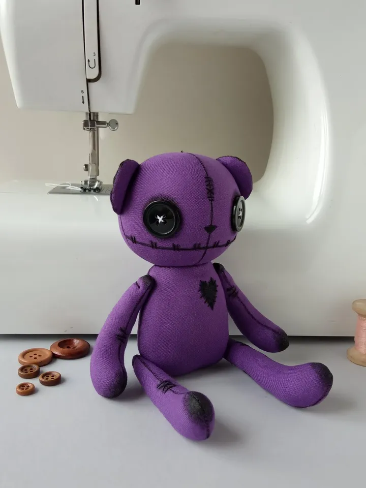 Handmade Bear Doll – Dark Purple
