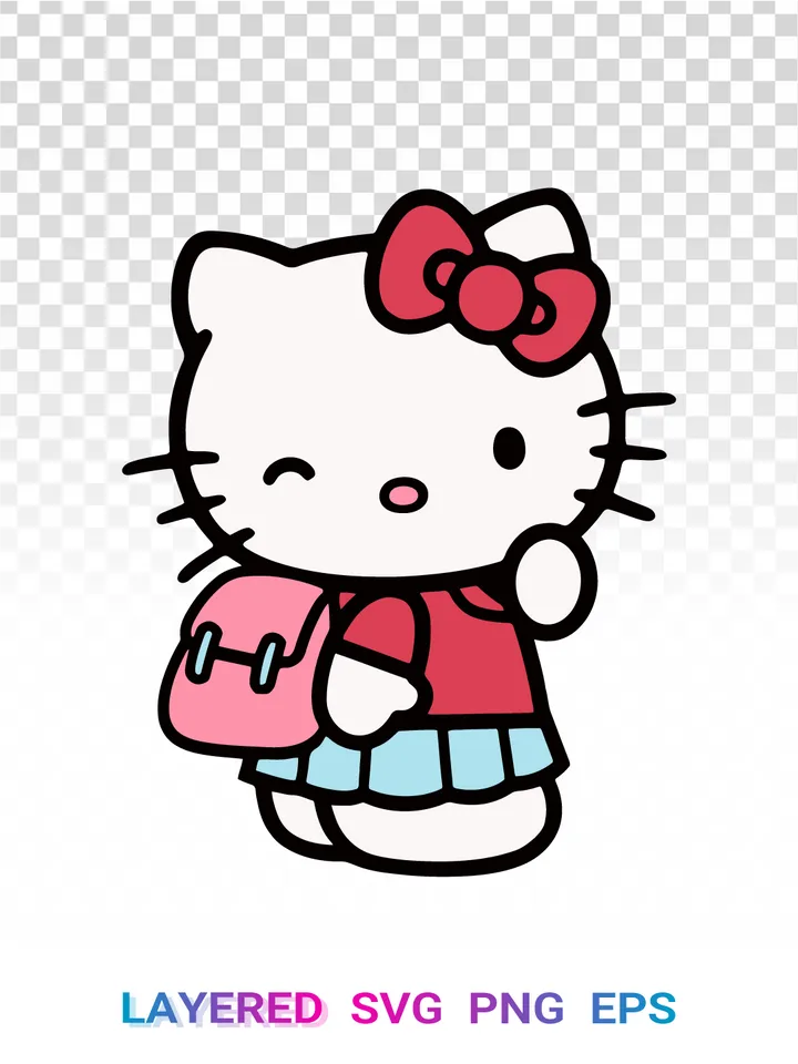 Hello Kitty SVG PNG Transparent, Sanrio School Clipart 🎀
