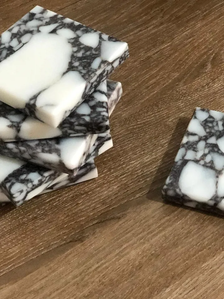 Calacatta Viola set of 2-4-6 SQUARE coasters, italian marble 100% Handmade İtalian Model