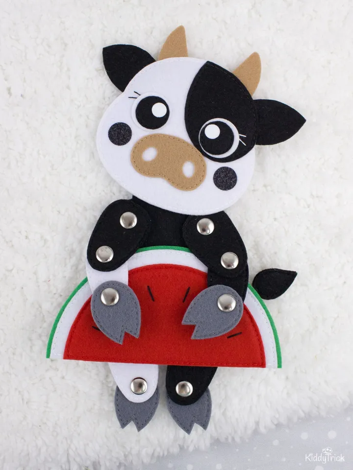 Felt Cow - Sewing Pattern - Articulated toy