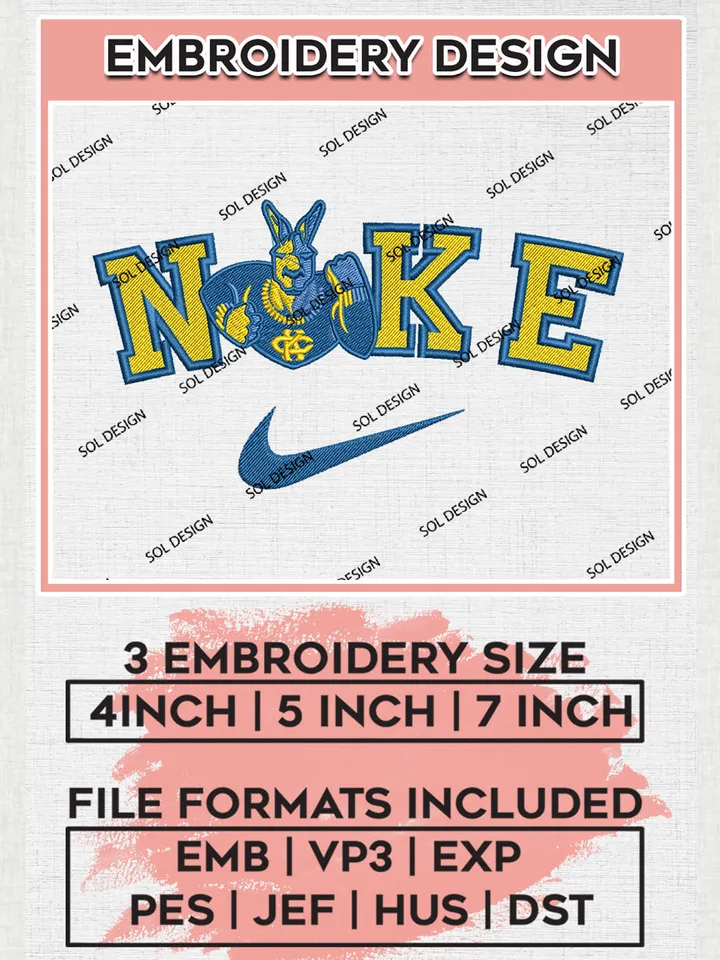 Nike Kansas City Roos Machine Embroidery Design, NCAA Kansas City Roos Embroidery Design files, NCAA Embroidery Designs, NCAA Machine Embroidery Designs, Digital Download